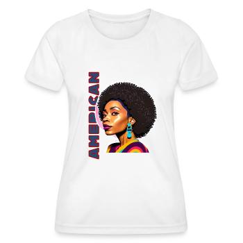Black woman with American lettering - Women's Functional T-Shirt - white - Front - AI Model Female 172 dark (172cm)