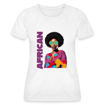 Black Woman with African lettering - Women's Functional T-Shirt - white - Front - AI Model Female 172 dark (172cm)
