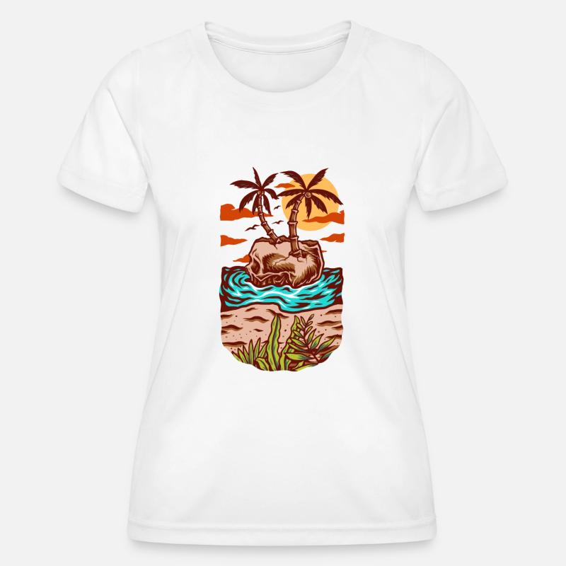 Skull summer beach - Women's Functional T-Shirt - white