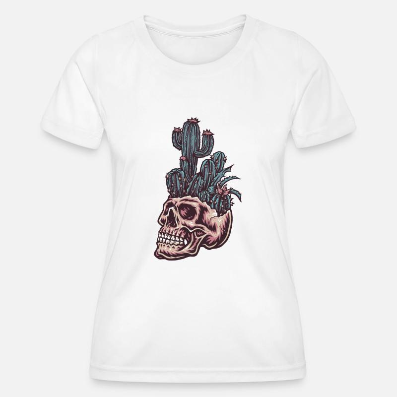 Skull with cactus - Women's Functional T-Shirt - white