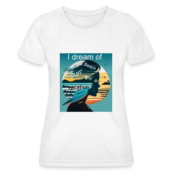 Frau Träumt von Strand und Ferien - Frauen Funktions-T-Shirt - Weiß - Vorne - AI Model Female 172 dark (172cm)