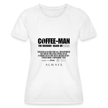 Coffee-Man Shirt, Movie Poster - Women's Functional T-Shirt - white - Front - AI Model Female 172 dark (172cm)