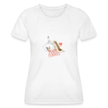 Pour Femmes, Für Damen, High Heels Lippenstift - Frauen Funktions-T-Shirt - Weiß - Vorne - AI Model Female 172 dark (172cm)