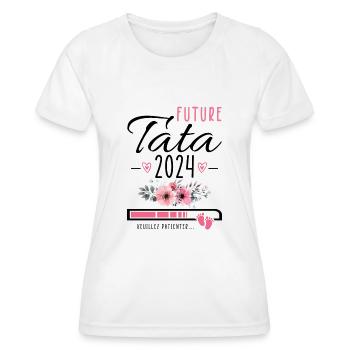 Future Tata 2024 Cadeau Nouvelle Naissance Tante - T-shirt sport Femme - blanc - Devant - AI Model Female 172 dark (172cm)