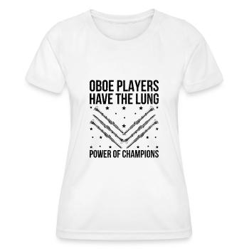 Obospiller Obo Basoonist Marching Band Instrumen - Funksjons-T-skjorte for kvinner - hvit - Foran - AI Model Female 172 dark (172cm)