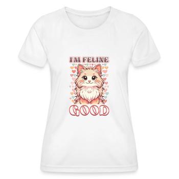 Drôle De Chat Dame, Chat Maman - T-shirt sport Femme - blanc - Devant - AI Model Female 172 dark (172cm)