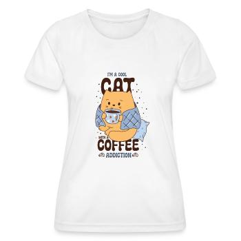 Je suis un chat cool avec une dépendance au café - T-shirt sport Femme - blanc - Devant - AI Model Female 172 dark (172cm)
