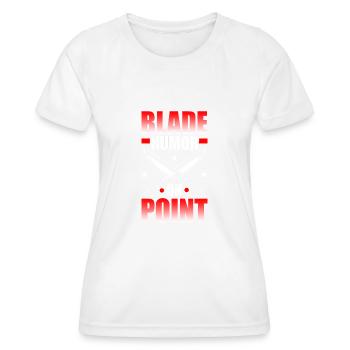 L’humour de la lame en bref - T-shirt sport Femme - blanc - Devant - AI Model Female 172 dark (172cm)