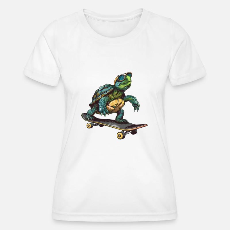 Cool turtle on a skateboard - Women's Functional T-Shirt - white