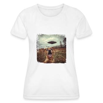Drôle de chien Selfie Ufo Meme Gift - T-shirt sport Femme - blanc - Devant - AI Model Female 172 dark (172cm)
