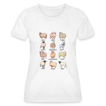 Schafrassen - Schafmotiv - Frauen Funktions-T-Shirt - Weiß - Vorne - AI Model Female 172 dark (172cm)
