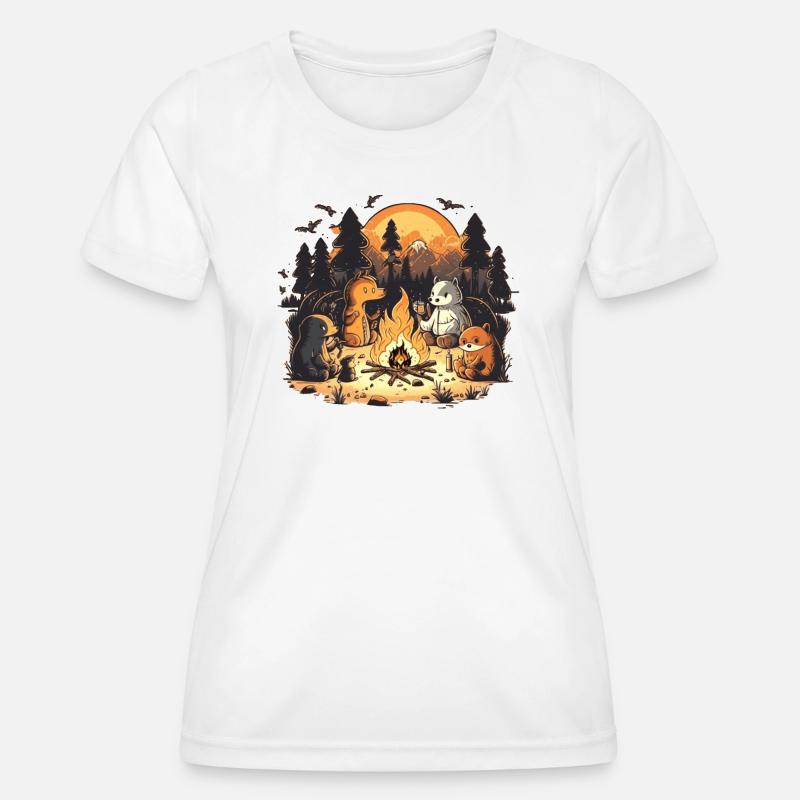 Animals around the campfire - Women's Functional T-Shirt - white