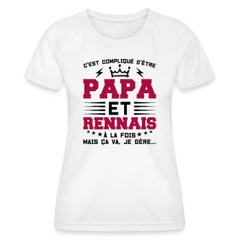 Papa et RENNAIS Idée Cadeau Citation - T-shirt sport Femme - blanc - Devant - AI Model Female 172 dark (172cm)