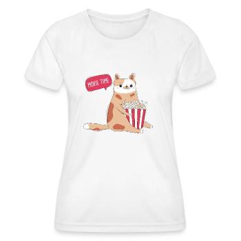 Chat et maïs soufflé - T-shirt sport Femme - blanc - Devant - AI Model Female 172 dark (172cm)