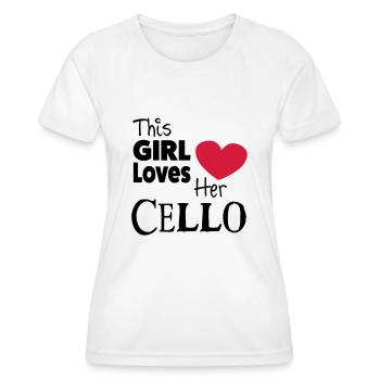 This Girl Loves Her Cello - T-shirt sport Femme - blanc - Devant - AI Model Female 172 dark (172cm)
