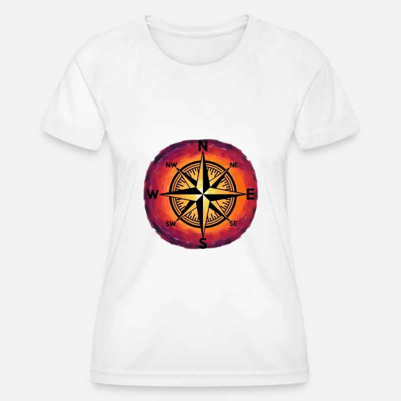 Sunset Windrose Compass Maritim Nautical - Women's Functional T-Shirt - white