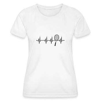 Battements de coeur ECG Tennis Rack - T-shirt sport Femme - blanc - Devant - AI Model Female 172 dark (172cm)