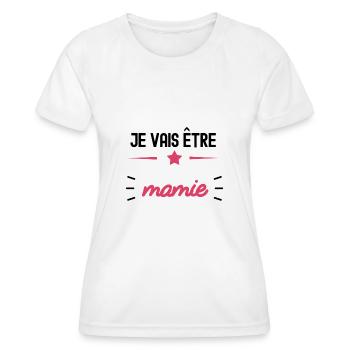 je vais etre mamie - grand mère - T-shirt sport Femme - blanc - Devant - AI Model Female 172 dark (172cm)