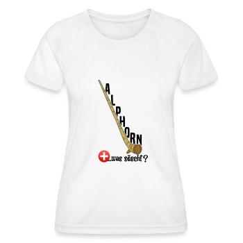 Alphorn Schweiz was söscht - Frauen Funktions-T-Shirt - Weiß - Vorne - AI Model Female 172 dark (172cm)