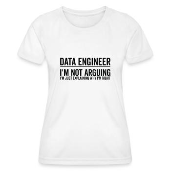 Juste expliquer - Ingénieur de données - T-shirt sport Femme - blanc - Devant - AI Model Female 172 dark (172cm)