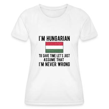 Stolzer Ungar Ungarn Herkunft Ungarische Flagge - Frauen Funktions-T-Shirt - Weiß - Vorne - AI Model Female 172 dark (172cm)
