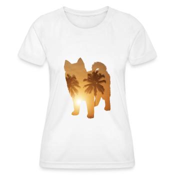 Plage d’été - Pomsky - T-shirt sport Femme - blanc - Devant - AI Model Female 172 dark (172cm)