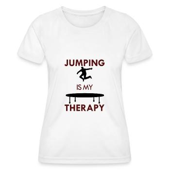 Jumping as Therapy Funny Quote Trampoline Jumper - Women's Functional T-Shirt - white - Front - AI Model Female 172 dark (172cm)