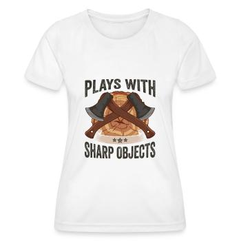 Axt Plays With Sharp Objects Holzfäller - Frauen Funktions-T-Shirt - Weiß - Vorne - AI Model Female 172 dark (172cm)