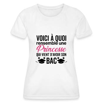 Félicitations Bac 2025 Humour - T-shirt sport Femme - blanc - Devant - AI Model Female 172 dark (172cm)