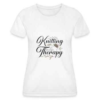 Stricken ist meine Therapie Spaß Stricken Geschenkideen - Frauen Funktions-T-Shirt - Weiß - Vorne - AI Model Female 172 dark (172cm)