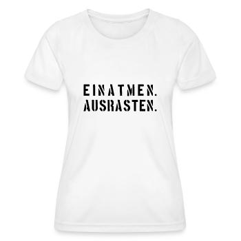 YOGA MEDITIEREN MEDITATION AUSRASTEN LUSTIG - Frauen Funktions-T-Shirt - Weiß - Vorne - AI Model Female 172 dark (172cm)