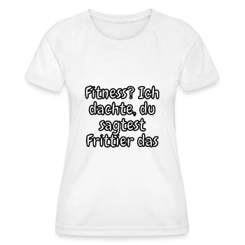 lustiges Spruch T-shirt – Dein Statement-Shirt - Frauen Funktions-T-Shirt - Weiß - Vorne - AI Model Female 172 dark (172cm)