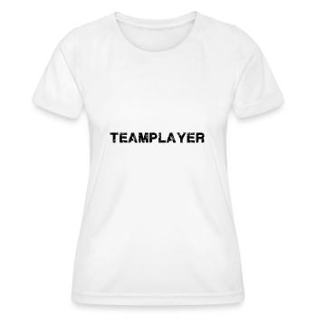 teamplayer,typo,schriftzug,schrift,schwarz - Frauen Funktions-T-Shirt - Weiß - Vorne - AI Model Female 172 dark (172cm)