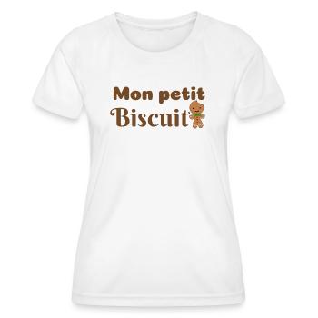 Mon petit biscuit /Bonhomme biscuit de Noël - T-shirt sport Femme - blanc - Devant - AI Model Female 172 dark (172cm)