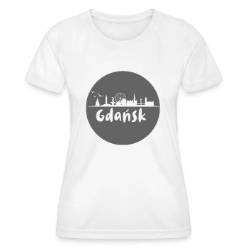 Gdansk,skyline, gris,coupe à ciseaux,cercle,logo - T-shirt sport Femme - blanc - Devant - AI Model Female 172 dark (172cm)