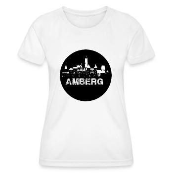 amberg,skyline,schwarz,kreis,scherenschnitt - Frauen Funktions-T-Shirt - Weiß - Vorne - AI Model Female 172 dark (172cm)