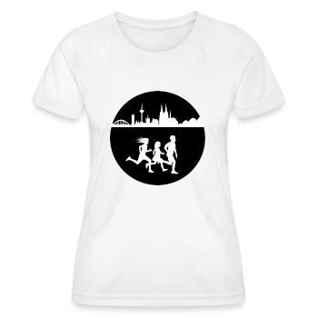 köln marathon schwarz-weiß, skyline, schwarz-weiß - Frauen Funktions-T-Shirt - Weiß - Vorne - AI Model Female 172 dark (172cm)