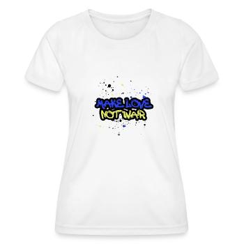make love not war, ukraine,krieg,graffiti - Frauen Funktions-T-Shirt - Weiß - Vorne - AI Model Female 172 dark (172cm)