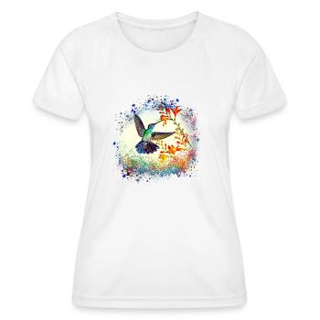 kolibri, graffiti ,malerei, blumen,vogel,malerei, - Frauen Funktions-T-Shirt - Weiß - Vorne - AI Model Female 172 dark (172cm)