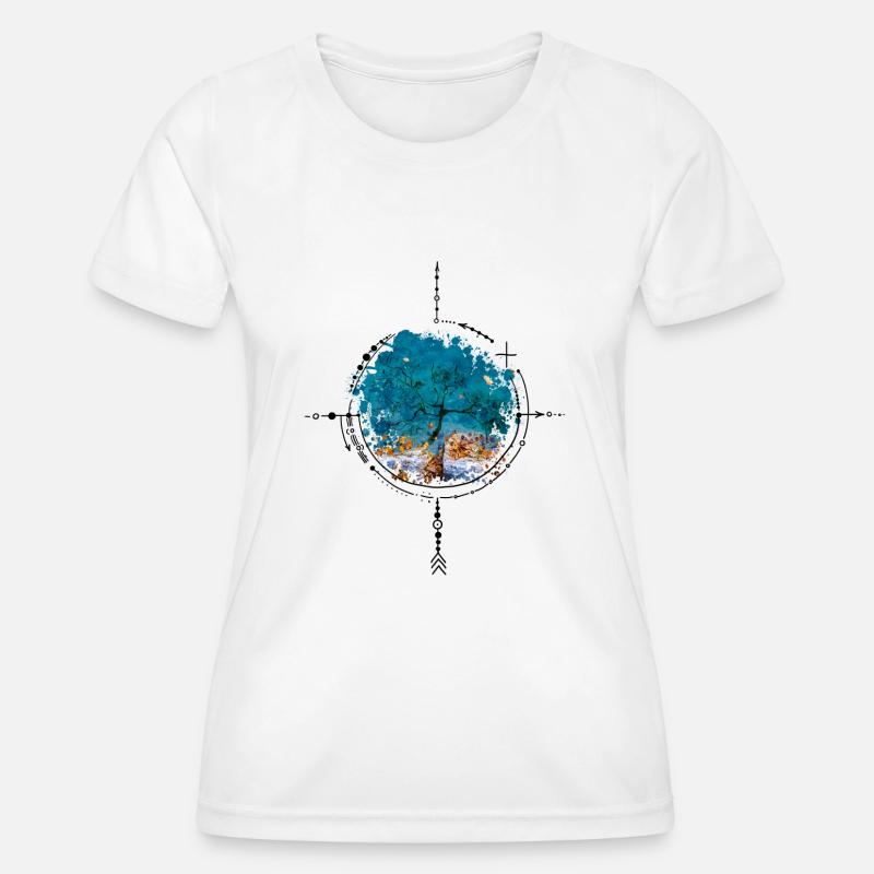Compass with tree reflection - photo version - Women's Functional T-Shirt - white