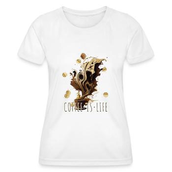 Coffee Is Life Kaffee Surrealismus AI Art Style - Frauen Funktions-T-Shirt - Weiß - Vorne - AI Model Female 172 dark (172cm)