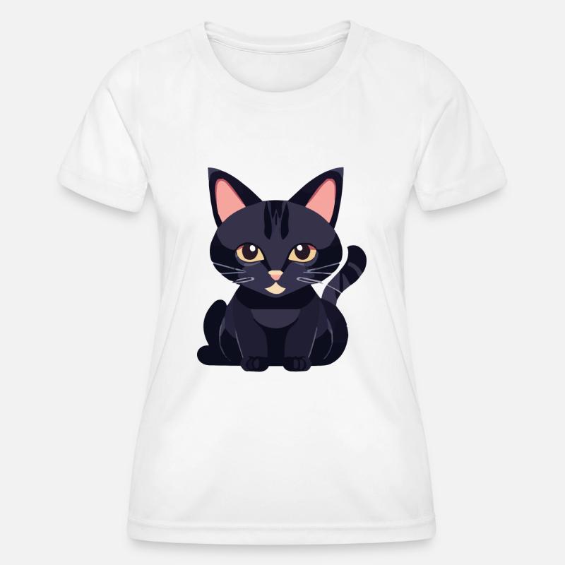 black cat with yellow eyes - Women's Functional T-Shirt - white