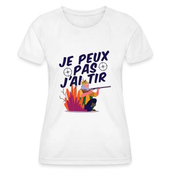 Je peux pas j’ai tir humour tir sportif tireur - T-shirt sport Femme - blanc - Devant - AI Model Female 172 dark (172cm)