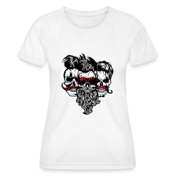tete de mort Schädel bärtigen hipster Schnurrbart Bart s - Frauen Funktions-T-Shirt - Weiß - Vorne - AI Model Female 172 dark (172cm)