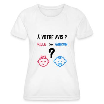 annonce grossesse fille ou garçon annonce bébé - T-shirt sport Femme - blanc - Devant - AI Model Female 172 dark (172cm)