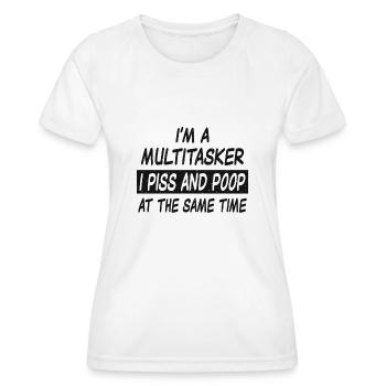 Multitasker piss and poop - Frauen Funktions-T-Shirt - Weiß - Vorne - AI Model Female 172 dark (172cm)