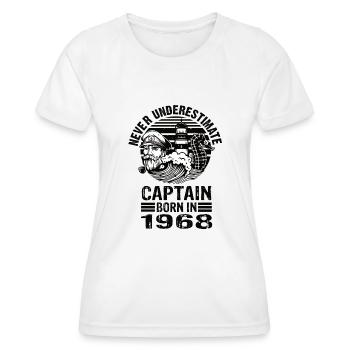 Never Underestimate Captain né en 1968 - T-shirt sport Femme - blanc - Devant - AI Model Female 172 dark (172cm)