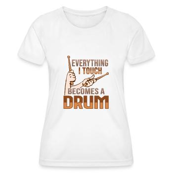 Conception de percussions de batterie - T-shirt sport Femme - blanc - Devant - AI Model Female 172 dark (172cm)