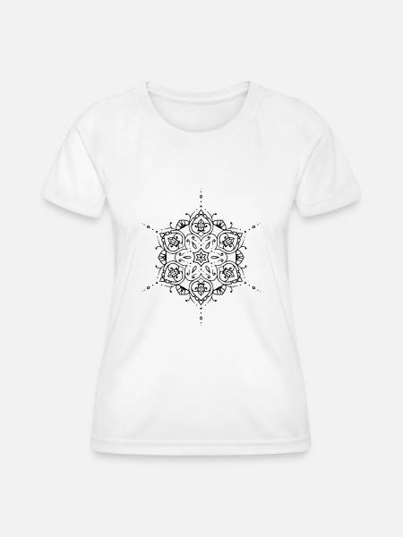 Blumen Mandala - Frauen Funktions-T-Shirt - Weiß