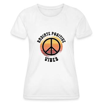 Hippie Peace Zeichen Frieden Blumen Blumenkind - Frauen Funktions-T-Shirt - Weiß - Vorne - AI Model Female 172 dark (172cm)